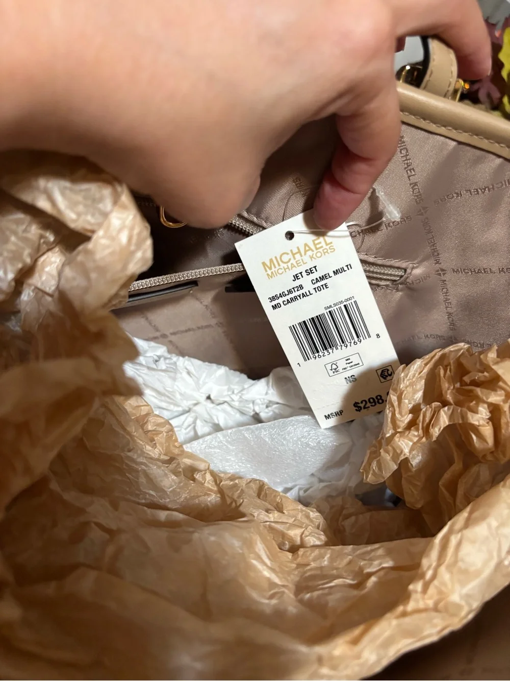 Michael Kors Two-Tone Beige and White Logo Tote